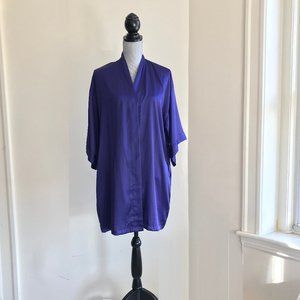 NWT Victoria's Secret Satin Robe Blue Purple 3/4 Long Sleeves Small Medium S/M